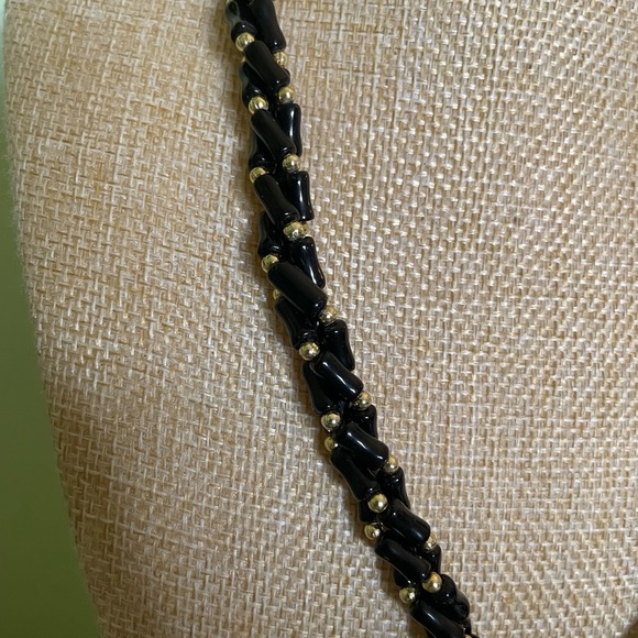 Elegant Black and Gold Women's Necklace - Picture 2 of 5